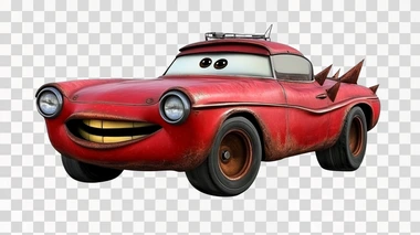 red mcqueen mater pixar cartoon car isolated on white background