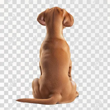 viszla dog puppy sitting view from back,