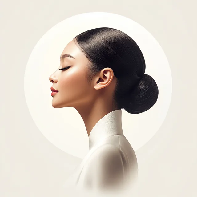 Asian woman with bun in hair showcasing upscale ethnic hair treatments
