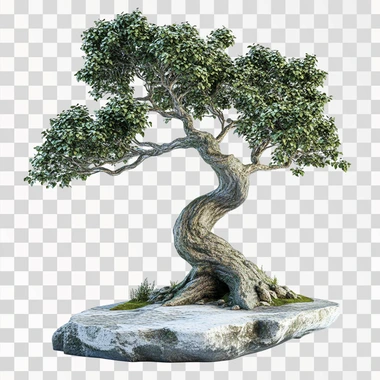 Create a 3D model tree on a white background. It will look like it was made by a professional graphic designer in Bledner.