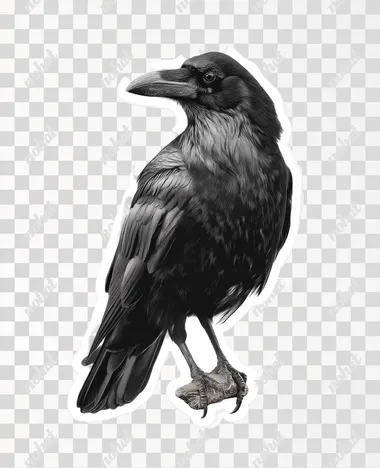 raven, sticker, white background