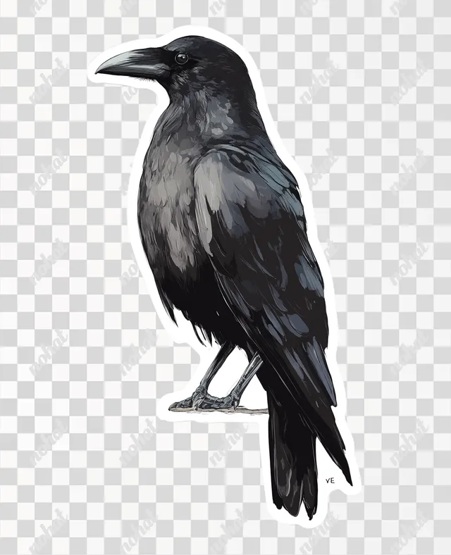 PNG Black Raven Sticker on Transparent Background