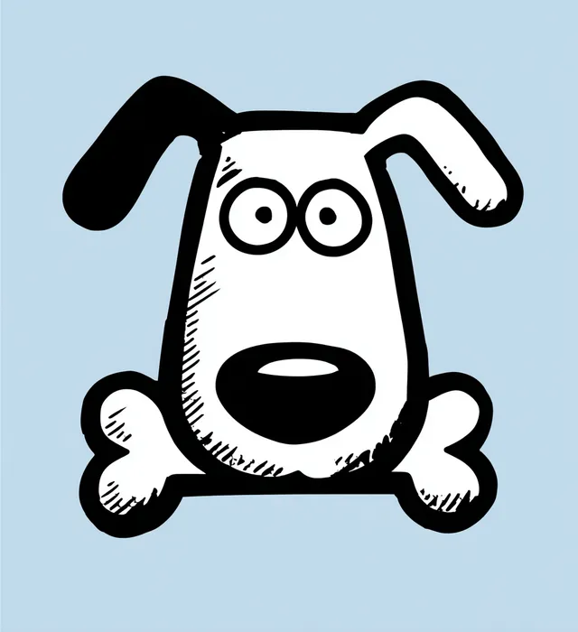 Playful Dog Silhouette Logo with Cartoon Bone