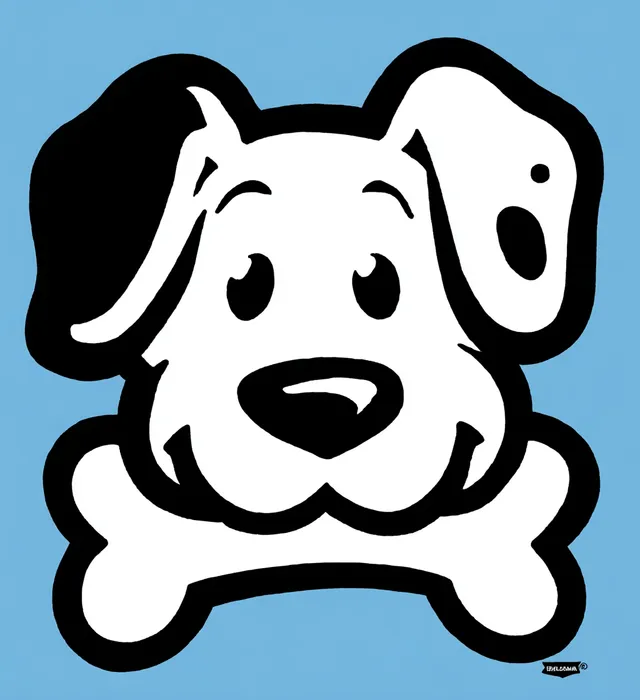 Playful Dog Silhouette Logo with Cartoon Bone