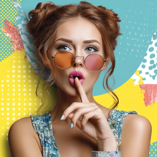 Vibrant Pop Art Portrait of a Young Woman