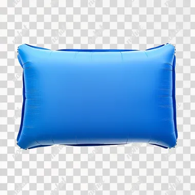 The blue rectangle balloon is made of matte balloon material, set against a white background, in a front-facing view, captured in high-resolution photography with high detail and best quality, under bright lighting.  --s 50