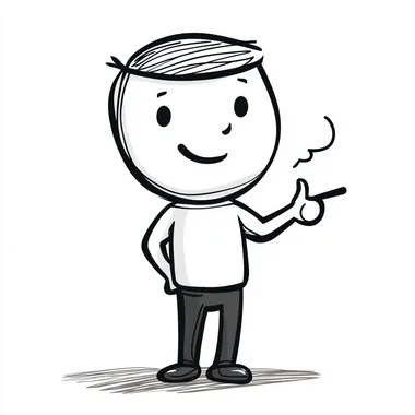 a simple stick-figure cartoon of a man pointing and talking