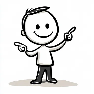 a simple stick-figure cartoon of a man pointing and talking