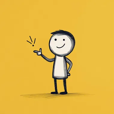 a simple stick-figure cartoon of a man pointing and talking
