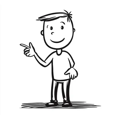 a simple stick-figure cartoon of a man pointing and talking