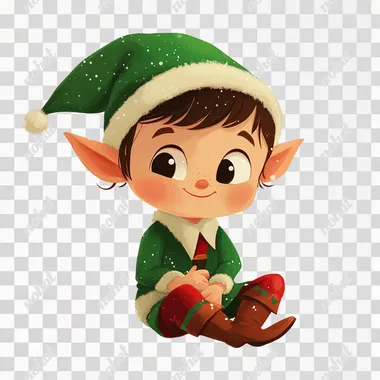 i need a cute elf for a christmas greeting card no background keyable. style like in a pixar movie