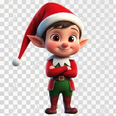 i need a cute elf for a christmas greeting card no background keyable. style like in a pixar movie