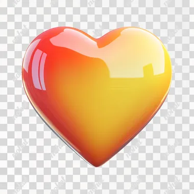 A heart icon, red and yellow, gradient, white background, cartoon style, clay, nintendo, cute, smooth, shiny, isometric view, blender, c4d, high definition, high detail
