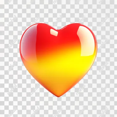A heart icon, red and yellow, gradient, white background, cartoon style, clay, nintendo, cute, smooth, shiny, isometric view, blender, c4d, high definition, high detail