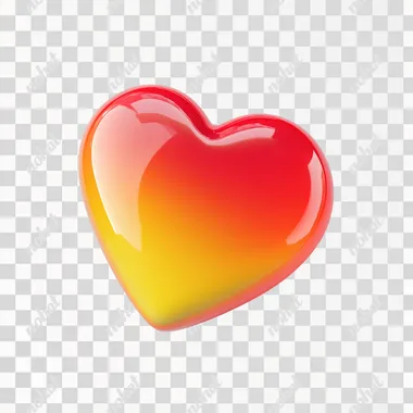 A heart icon, red and yellow, gradient, white background, cartoon style, clay, nintendo, cute, smooth, shiny, isometric view, blender, c4d, high definition, high detail