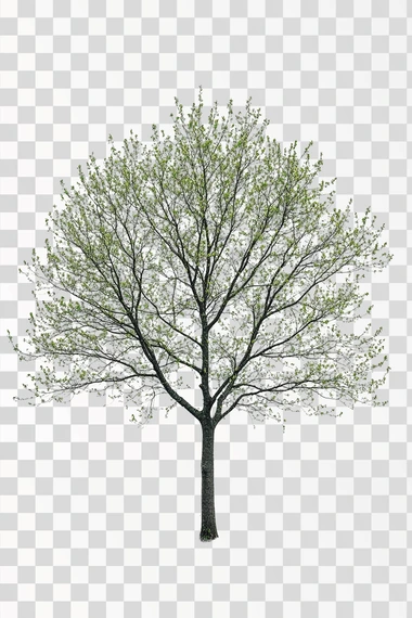 young 1-year elm tree. direct front view. white background
