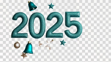 glittering "2025" with Christmas stars and bells, clean white background, commercial holiday celebration style copy space for text, clean visual composition in minimalist style, style raw --s 500  deep depth of field    773tzfv