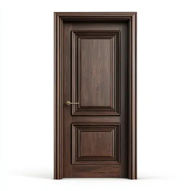 single brown panel door facing forward on a white background