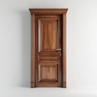 single brown panel door facing forward on a white background