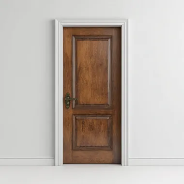single brown panel door facing forward on a white background