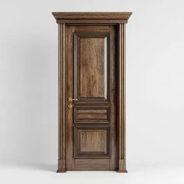 single brown panel door facing forward on a white background