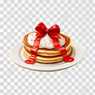 christmas pancakes, cute, with bow on top, christmas, festive, high detail, white background