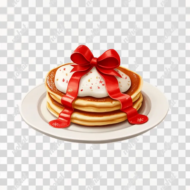 Festive Christmas Pancakes with a Cute Bow on Top