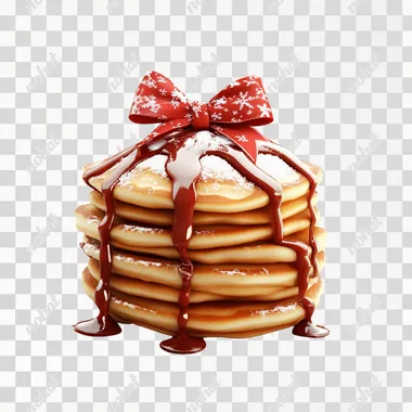 christmas pancakes, cute, with bow on top, christmas, festive, high detail, white background