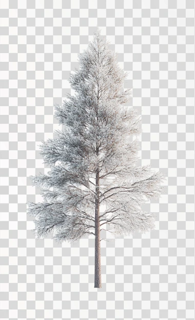 A tall pine tree with no shadow on a white background, photorealistic, ultra-detailed, high-resolution image.