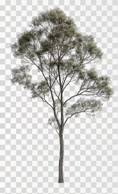 A tall pine tree with no shadow on a white background, photorealistic, ultra-detailed, high-resolution image.
