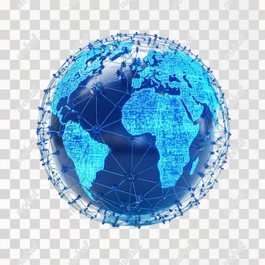 connected globe 3D on white background
