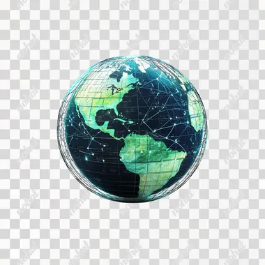 connected globe 3D on white background