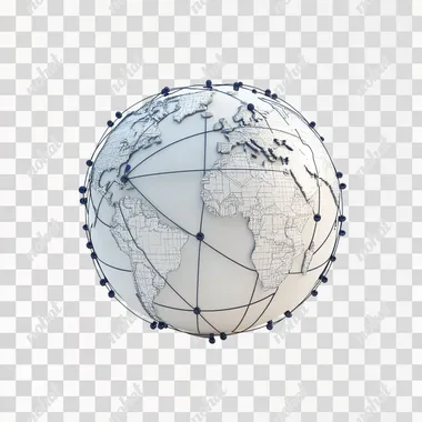 connected globe 3D on white background