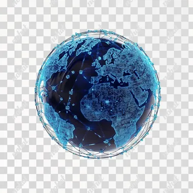 connected globe 3D on white background