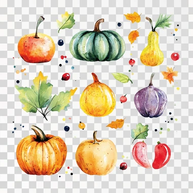 fall recipe card watercolor clip art