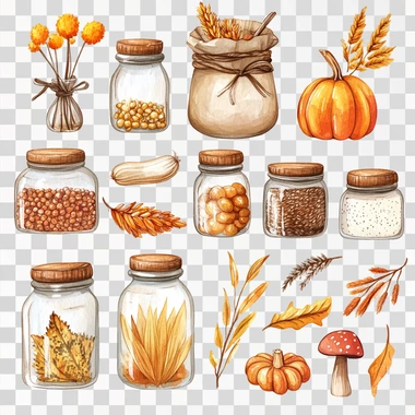 fall recipe card watercolor clip art