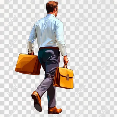A man carrying a briefcase and walking briskly, urban professional vibe, white background   rofile f3g44pl