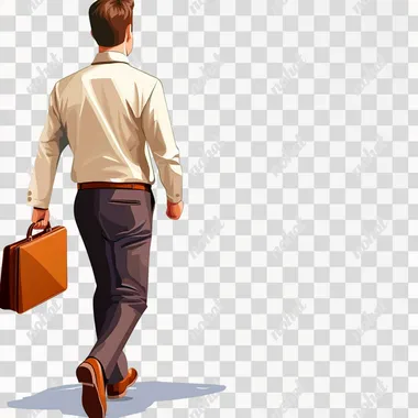 A man carrying a briefcase and walking briskly, urban professional vibe, white background   rofile f3g44pl