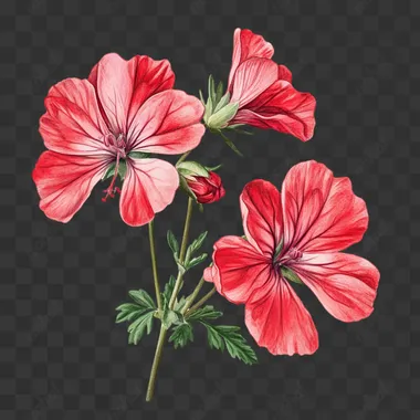 geranium,in the style of Pierre-Joseph Redout's botanical illustrations,white background