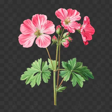 geranium,in the style of Pierre-Joseph Redout's botanical illustrations,white background