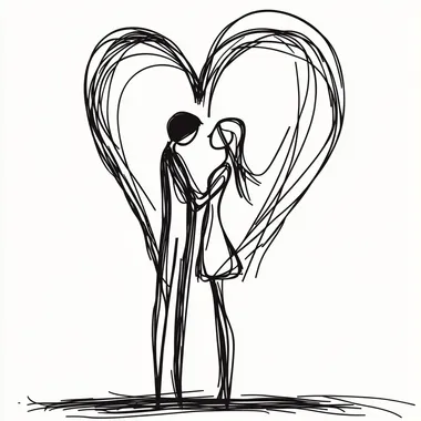 A simple illustration of love, simple black lines