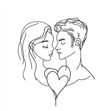 A simple illustration of love, simple black lines