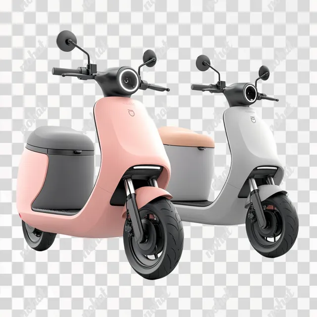 PNG Cute peach and grey electric scooter with storage for urban commuting