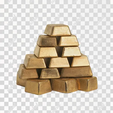 stack of gold bars on plain white background