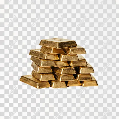 stack of gold bars on plain white background