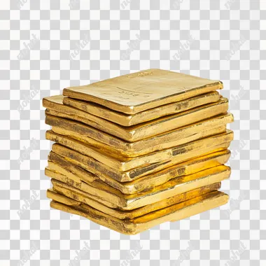 stack of gold bars on plain white background