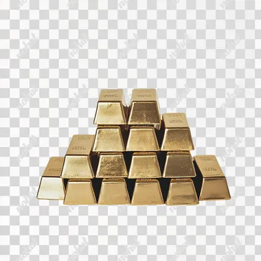 stack of gold bars on plain white background