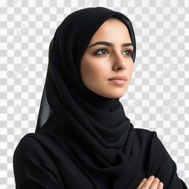 Graceful Profile of a Young Saudi Woman
