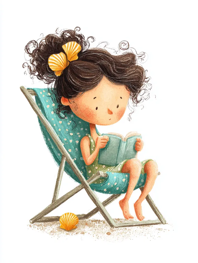 Cute Little Girl Knitting Seashells