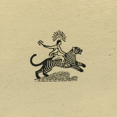 hand-drawn raw line art, folkloric style logo, imperfect organic lines, a rider on a tiger, minimalistic, ancient and mythological feeling, earthy tones, medieval illustration, simple textured background, artisanal aesthetic --raw        rofile qv3ztdy